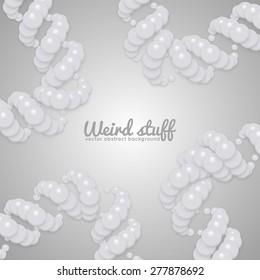 Chains of white spheres with soft shadows in form of helix on the light background. Abstract geometric background. Protein chain or DNA helix.
