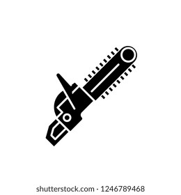Chainsaw black icon, vector sign on isolated background. Chainsaw concept symbol, illustration 