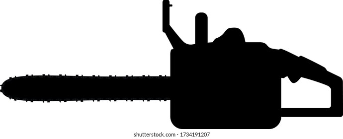 chainsaw black tool silhouette, vector isolated on white backgrouund