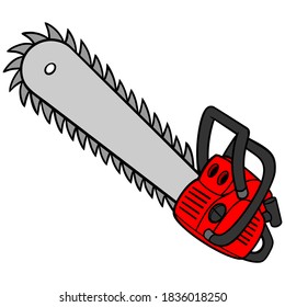 Chainsaw Cartoon Illustration Lumberjacks Chainsaw Stock Vector