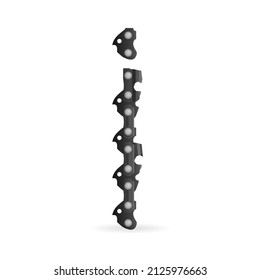 Chainsaw chain letter I on a white background. Vector illustration.