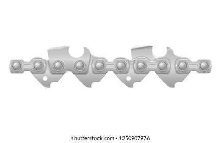 chainsaw chain metal and sharply sharpened vector illustration isolated on white background