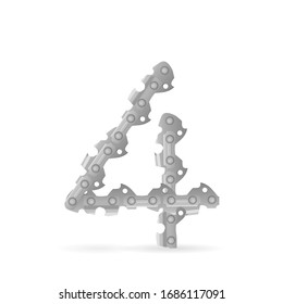 Chainsaw chain number four on a white background. Vector illustration.