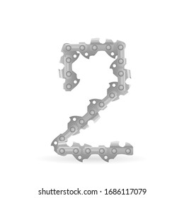 Chainsaw chain number two on a white background. Vector illustration.