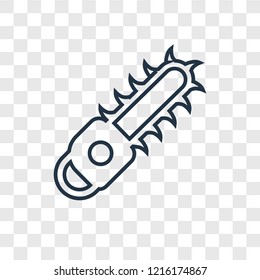 Chainsaw concept vector linear icon isolated on transparent background, Chainsaw concept transparency concept in outline style