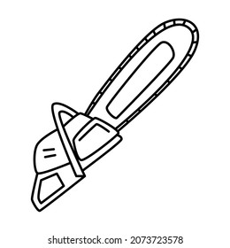 Chainsaw in doodle style. Isolated vector.