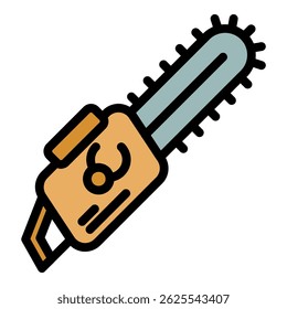 Chainsaw equipment icon. Outline chainsaw equipment vector icon color flat isolated
