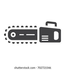 Chainsaw Glyph Icon, Build And Repair, Electric Saw Sign Vector Graphics, A Solid Pattern On A White Background, Eps 10.