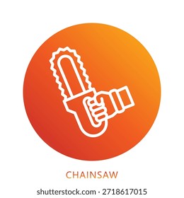 Chainsaw Gradient Icon Mini-Illustration, für moderne Konzeption, Print, UI, UX-Kit, Web und App-Entwicklung. Vektor verwandt mit Feuerwehrmann, Rettung und mehr