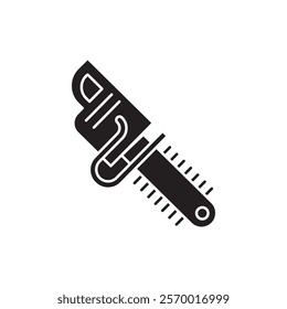 Chainsaw icon black and white vector outline sign