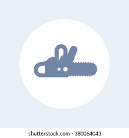 Chainsaw icon, chain saw, logging equipment, chainsaw pictogram, logging isolated icon, vector illustration