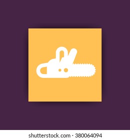 Chainsaw icon, chain saw, logging equipment, chainsaw pictogram, logging square icon, vector illustration