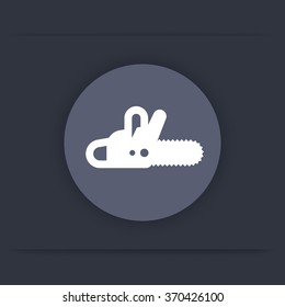 Chainsaw icon, chain saw round flat icon, vector illustration