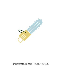 Icono de Chainsaw en icono de color, aislado en fondo blanco 