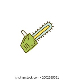 Icono de Chainsaw en icono de color, aislado en fondo blanco 