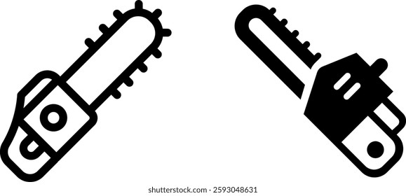 "Chainsaw Icon Design Symbol Set for Construction and Outdoor Work"