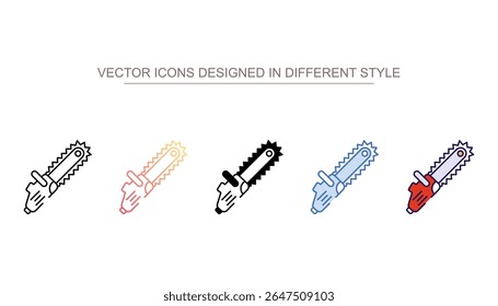 Design de ícone de motosserra com ilustração de estoque de fundo branco