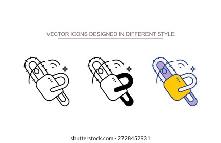 Design de ícone de motosserra com ilustração de estoque de fundo branco