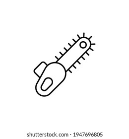 Chainsaw icon  in flat black line style, isolated on white background 