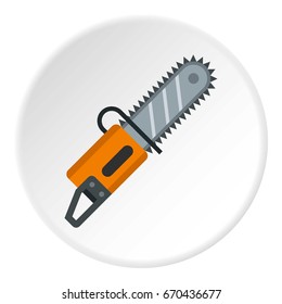Chainsaw icon in flat circle isolated vector illustration for web
