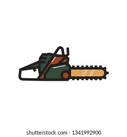 chainsaw icon flat color 