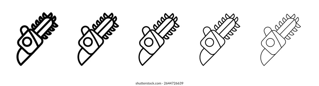 Ícone de motosserra ilustração plana logotipo conjunto