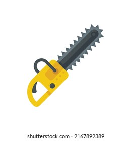 Chainsaw icon. Flat illustration of chainsaw vector icon isolated on white background