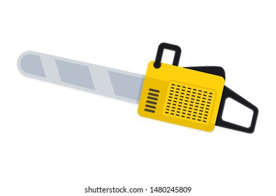 Chainsaw icon in flat style. Illustration icon vector on white background