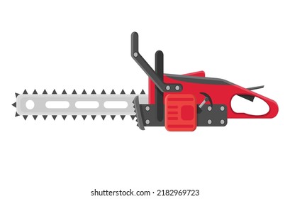 A chainsaw icon in a flat style. Illustration of a chainsaw vector icon highlighted on a white background.