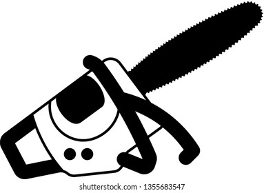Chainsaw icon in flat style isolated on grey background. For your design, logo. Vector illustration.