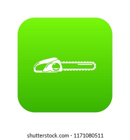 Chainsaw icon green vector isolated on white background