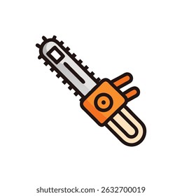 Chainsaw icon illustration isolated on White Background, woodworking tool
