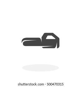 Chainsaw icon isolated on white background. Chainsaw vector logo. Flat design style. Modern vector pictogram for web graphics - stock vector