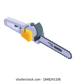 Chainsaw icon. Isometric of chainsaw vector icon for web design isolated on white background