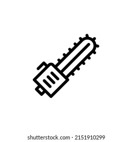 Chainsaw Icon. Line Art Style Design Isolated On White Background