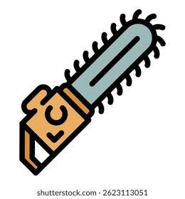 Chainsaw icon. Outline chainsaw vector icon color flat isolated