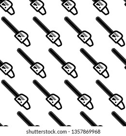 Chainsaw Icon Seamless Pattern, Chain Saw Icon, Tool Icon Vector Art Illustration