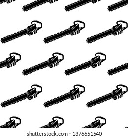 Chainsaw Icon Seamless Pattern, Chain Saw Icon, Tool Icon Vector Art Illustration