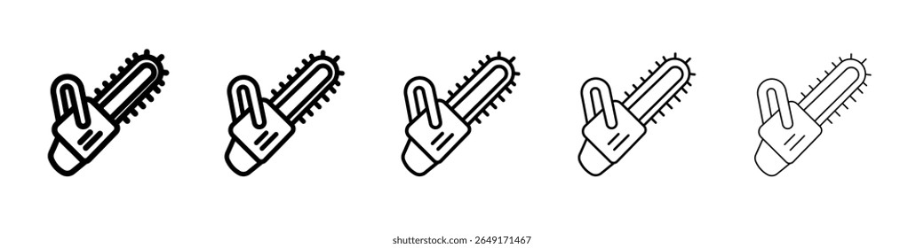 Ícone de motosserra conjunto fino de marca de logotipo