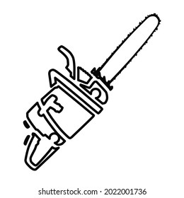 The chainsaw icon. A tool for sawing various objects. Vector illustration isolated on a white background for design and web.