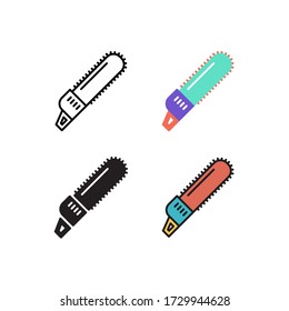 chainsaw icon vector with different style design. isolated on white background