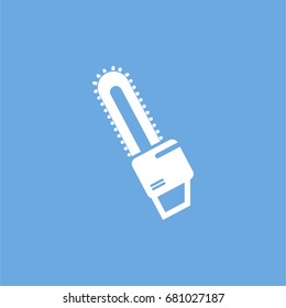 chainsaw icon. vector sign symbol on blue background