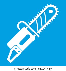 Chainsaw icon white isolated on blue background vector illustration