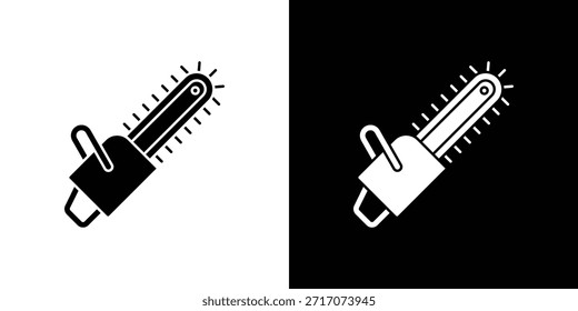 Diseño de silueta de Vector de iconos de motosierra. Ilustración de Diseño gráfico plano de Vector.