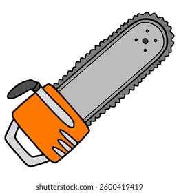 chainsaw illustration hand drawn isolated vector