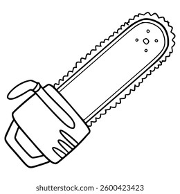 chainsaw illustration hand drawn outline vector