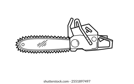 Chainsaw illustration suitable for coloring page and multipurpose