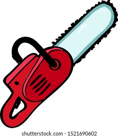 Chainsaw, illustration, vector on white background.