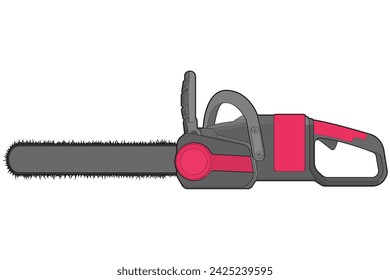 Chainsaw isolated illustration, vector art, Chainsaw vector, petrol chain saw, modern chainsaw, art concept, vector.
