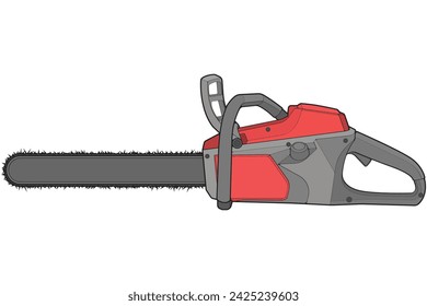 Chainsaw isolated illustration, vector art, Chainsaw vector, petrol chain saw, modern chainsaw, art concept, vector.
